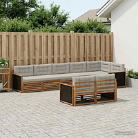vidaXL Utomhussoffset med kudde 8 pcs Naturlig och ljusgrå