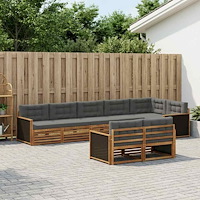 vidaXL Utomhussoffset med kudde 8 pcs Naturlig och Antracit