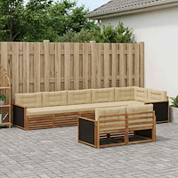 vidaXL Utomhussoffset med kudde 8 pcs Naturlig och Beige