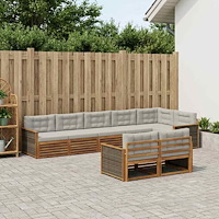 vidaXL Utomhussoffset med kudde 8 pcs Naturlig och ljusgrå