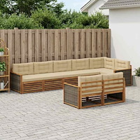 vidaXL Utomhussoffset med kudde 8 pcs Naturlig och Beige