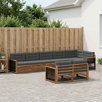 vidaXL Utomhussoffset med kudde 8 pcs Naturlig och Antracit