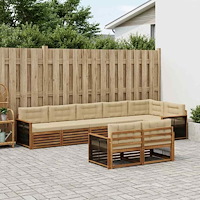 vidaXL Utomhussoffset med kudde 8 pcs Naturlig och Beige