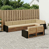 vidaXL Utomhussoffset med kudde 8 pcs Naturlig och Beige