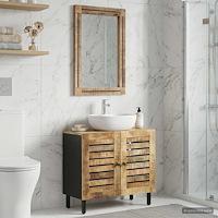 vidaXL Badrumsskåpsset 2 st Naturlig 62 x 33 x 58 cm Massivt mangoträ