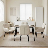 vidaXL Matstolar 4 pcs Sammet Gräddvit 57 x 50 x 85 cm