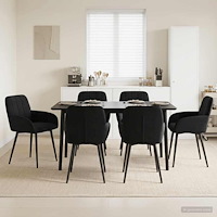 vidaXL Matstolar 6 pcs Sammet Svart 57 x 50 x 85 cm