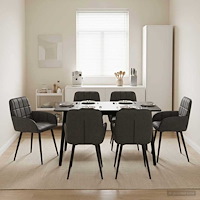 vidaXL Matstolar 6 pcs Konstläder Svart 57 x 50 x 85 cm