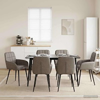 vidaXL Matstolar 6 pcs Konstläder Grå 57 x 50 x 85 cm