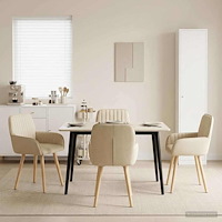 vidaXL Matstolar 4 pcs Tyg Gräddvit 56,5 x 50 x 87,5 cm