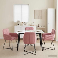 vidaXL Matstolar 4 pcs Sammet Rosa 59 x 56,5 x 86 cm