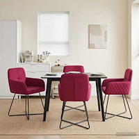 vidaXL Matstolar 4 pcs Sammet Vinröd 59 x 56,5 x 86 cm