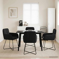 vidaXL Matstolar 4 pcs Sammet Svart 59 x 56,5 x 86 cm