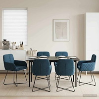 vidaXL Matstolar 6 pcs Sammet Blå 59 x 56,5 x 86 cm