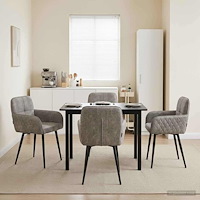 vidaXL Matstolar 4 pcs Faux Mockaläder Ljusgrå 59 x 56,5 x 85 cm