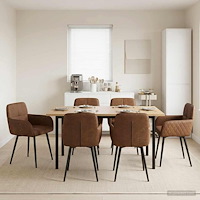 vidaXL Matstolar 6 pcs Faux Mockaläder Brun 59 x 56,5 x 85 cm