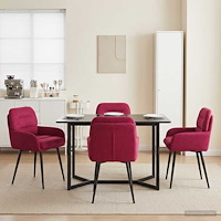 vidaXL Matstolar 4 pcs Sammet Vinröd 59 x 59,5 x 90 cm
