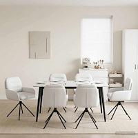 vidaXL Svängande Matstolar 6 pcs Konstläder Vit 59 x 59,5 x 90 cm