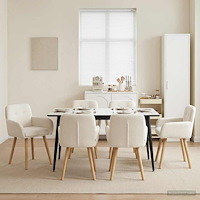 vidaXL Matstolar 6 pcs Bouclé Gräddvit 59 x 57 x 85 cm
