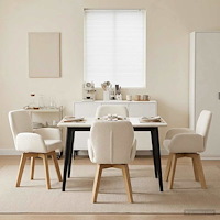 vidaXL Svängande Matstolar 4 pcs Bouclé Gräddvit 54 x 58 x 87 cm