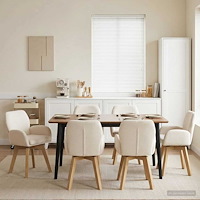 vidaXL Svängande Matstolar 6 pcs Bouclé Gräddvit 54 x 58 x 87 cm