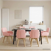 vidaXL Svängande Matstolar 6 pcs Bouclé Rosa 54 x 58 x 87 cm