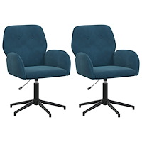 vidaXL Svängbara skrivbordsstolar 2 st 54 x 55 x 90 cm Blå Sammet