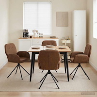 vidaXL Svängande Matstolar 4 pcs Faux Mockaläder Brun 54 x 55 x 86 cm