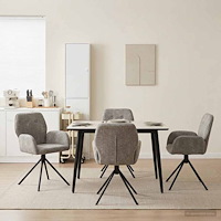 vidaXL Svängande Matstolar 4 pcs Faux Mockaläder Ljusgrå