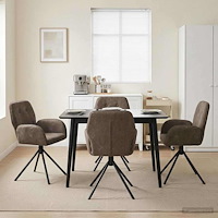 vidaXL Svängande Matstolar 4 pcs Faux Mockaläder Mörkgrå