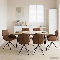 vidaXL Svängande Matstolar 6 pcs Faux Mockaläder Brun 54 x 55 x 86 cm