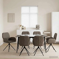 vidaXL Svängande Matstolar 6 pcs Faux Mockaläder Mörkgrå