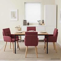 vidaXL Matstolar 4 pcs Tyg Vinröd 60 x 56 x 96 cm