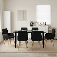 vidaXL Matstolar 6 pcs Tyg Svart 60 x 56 x 96 cm