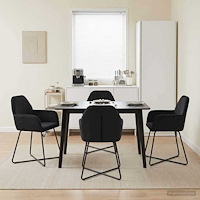vidaXL Matstolar 4 pcs Sammet Svart 55 x 50 x 84 cm