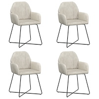 vidaXL Matstolar 4 pcs Sammet Gräddvit 55 x 50 x 84 cm