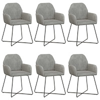 vidaXL Matstolar 6 pcs Sammet Ljusgrå 55 x 50 x 84 cm