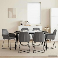 vidaXL Matstolar 6 pcs Sammet Mörkgrå 55 x 50 x 84 cm
