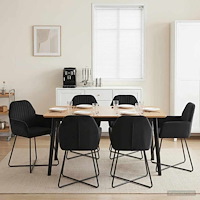 vidaXL Matstolar 6 pcs Sammet Svart 55 x 50 x 84 cm
