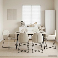 vidaXL Matstolar 6 pcs Sammet Gräddvit 55 x 50 x 84 cm