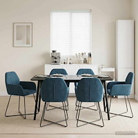 vidaXL Matstolar 6 pcs Sammet Blå 55 x 50 x 84 cm