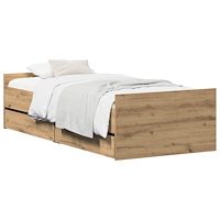 vidaXL Sängram Artisan-ek 100 x 200 cm Konstruerat trä