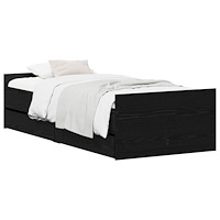 vidaXL Sängram Svart ek 90 x 200 cm Konstruerat trä