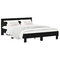vidaXL Sängram Svart ek 140 x 190 cm Konstruerat trä
