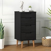 vidaXL Kommode MOLDE Svart 40 x 35 x 82 cm Massiv furu