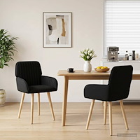 vidaXL Matstolar 2 pcs Tyg Svart 56,5 x 50 x 87,5 cm