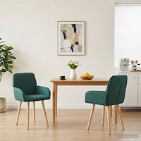 vidaXL Matstolar 2 pcs Tyg Mörkgrön 56,5 x 50 x 87,5 cm