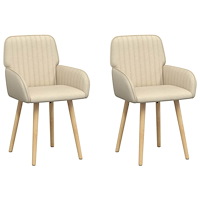 vidaXL Matstolar 2 pcs Tyg Gräddvit 56,5 x 50 x 87,5 cm