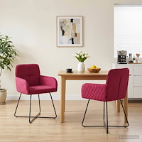 vidaXL Matstolar 2 pcs Sammet Vinröd 59 x 56,5 x 86 cm