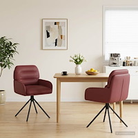 vidaXL Svängande Matstolar 2 pcs Konstläder Vinröd 59x59,5x90cm